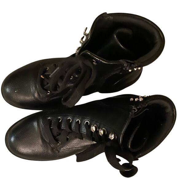 NoBo Black Lace Up, Studded Shoes with Chunky Heels Size 9 Goth Punk - Picture 2 of 6